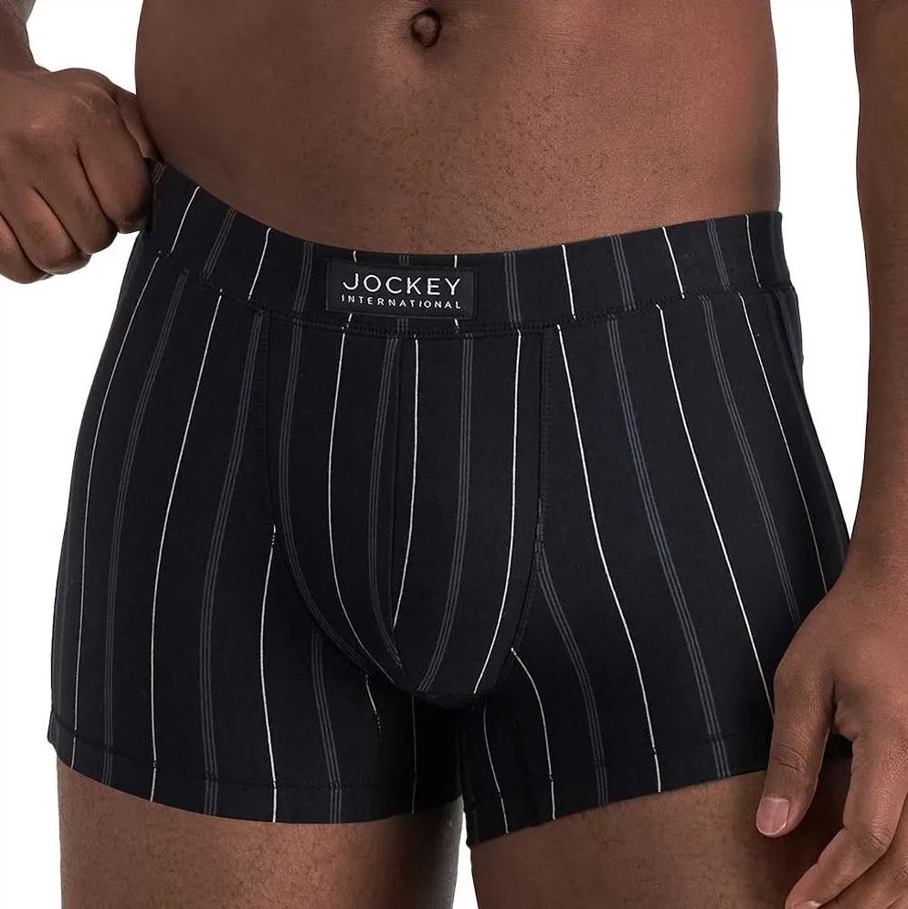 10 x Jockey Mens London Trunks Underwear Striped Black Jocks