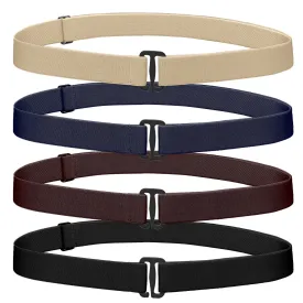 4 Pieces Women Stretch Belt Invisible No Show Waist Belt with Flat Buckle