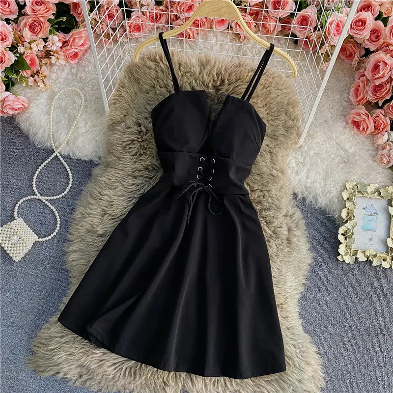 A line lace up dress fashion dress     S233