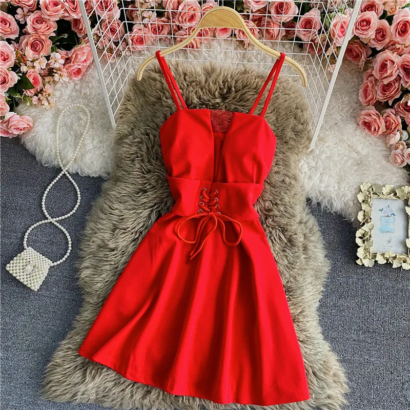 A line lace up dress fashion dress     S233