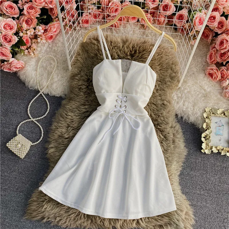 A line lace up dress fashion dress     S233