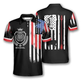 Archery Crown Emblem American Flag Custom Archery Shirts for Men, Gift for Archery Lover