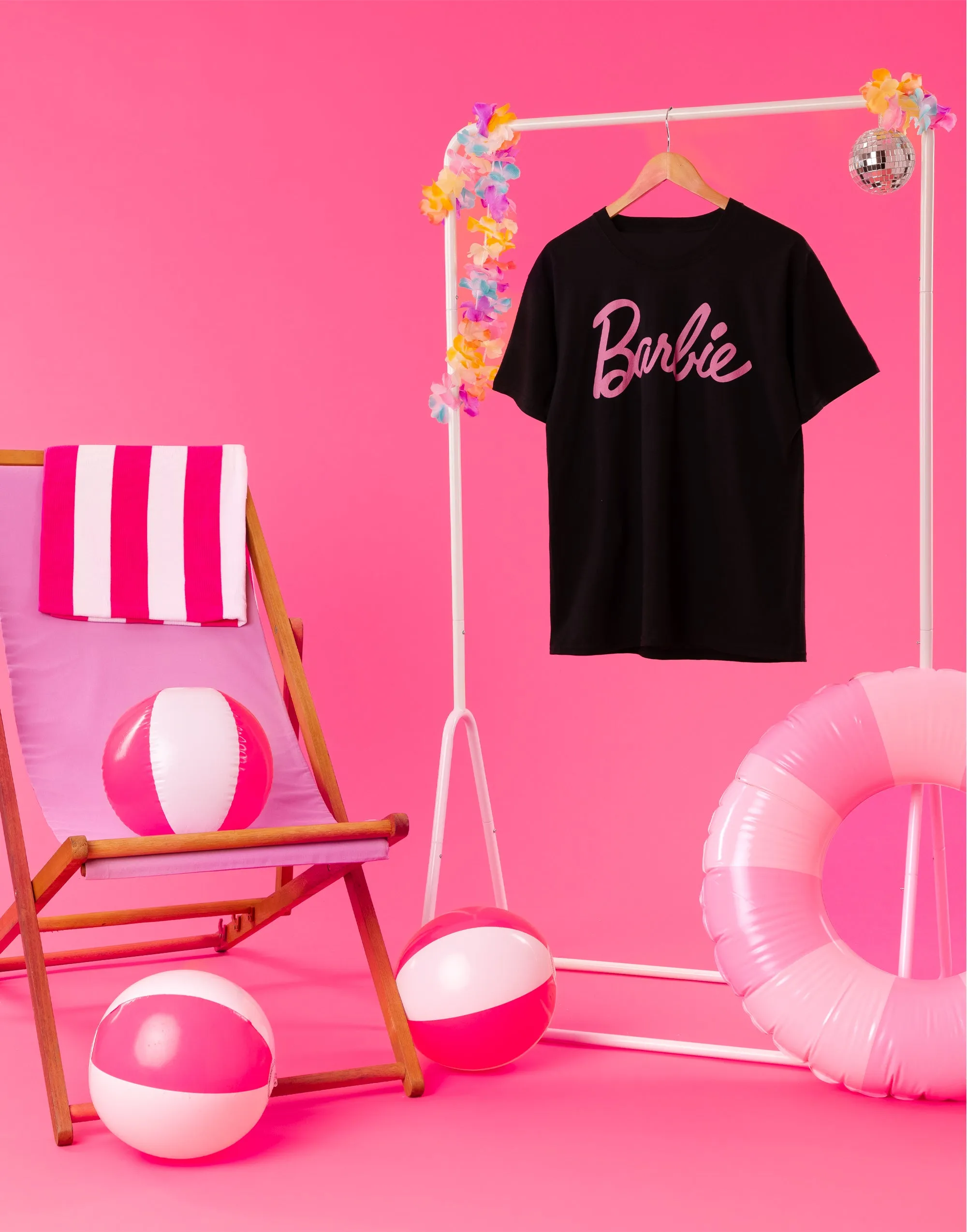 Barbie Women's Black With Pink Classic Logo Short Sleeve T-Shirt