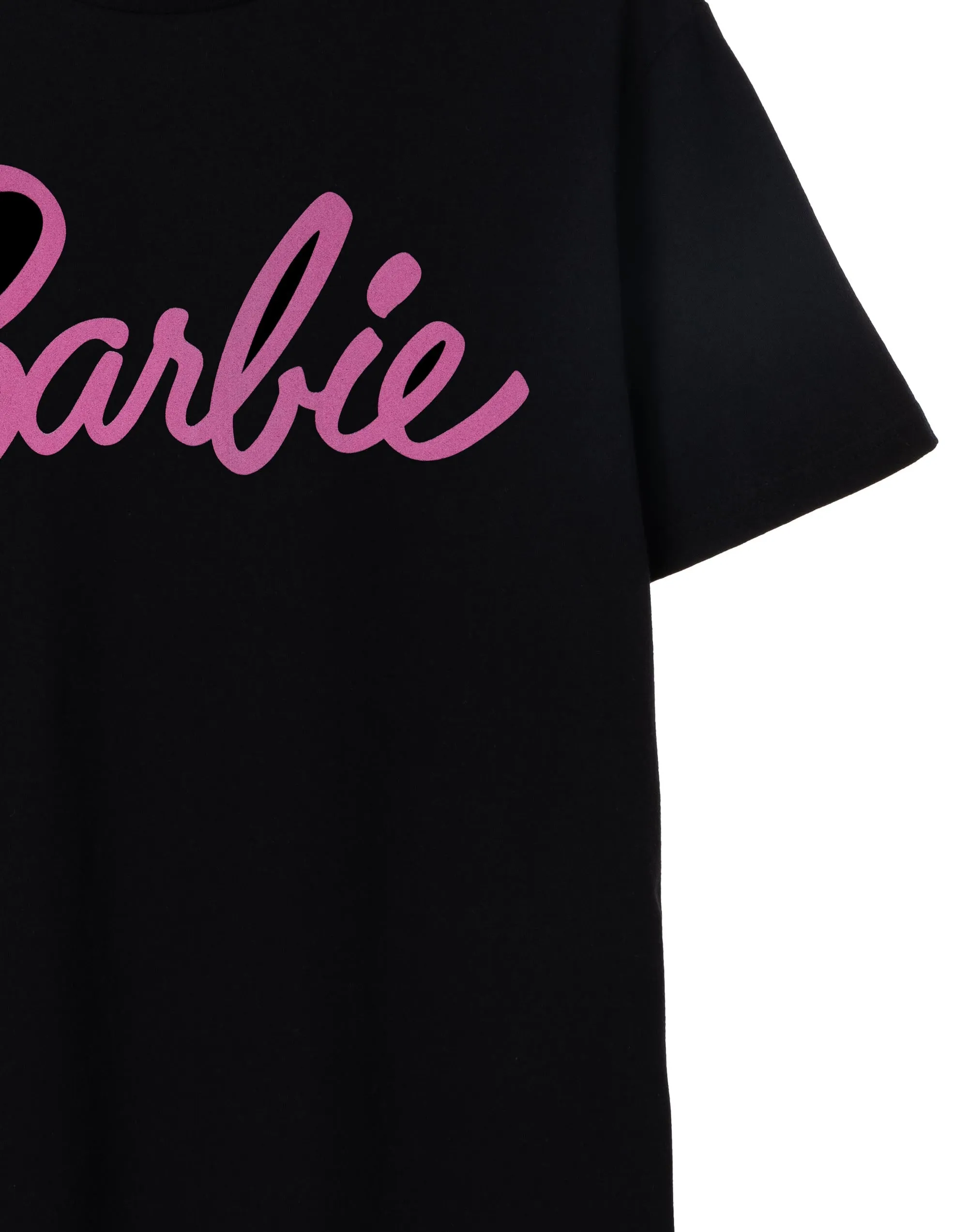 Barbie Women's Black With Pink Classic Logo Short Sleeve T-Shirt