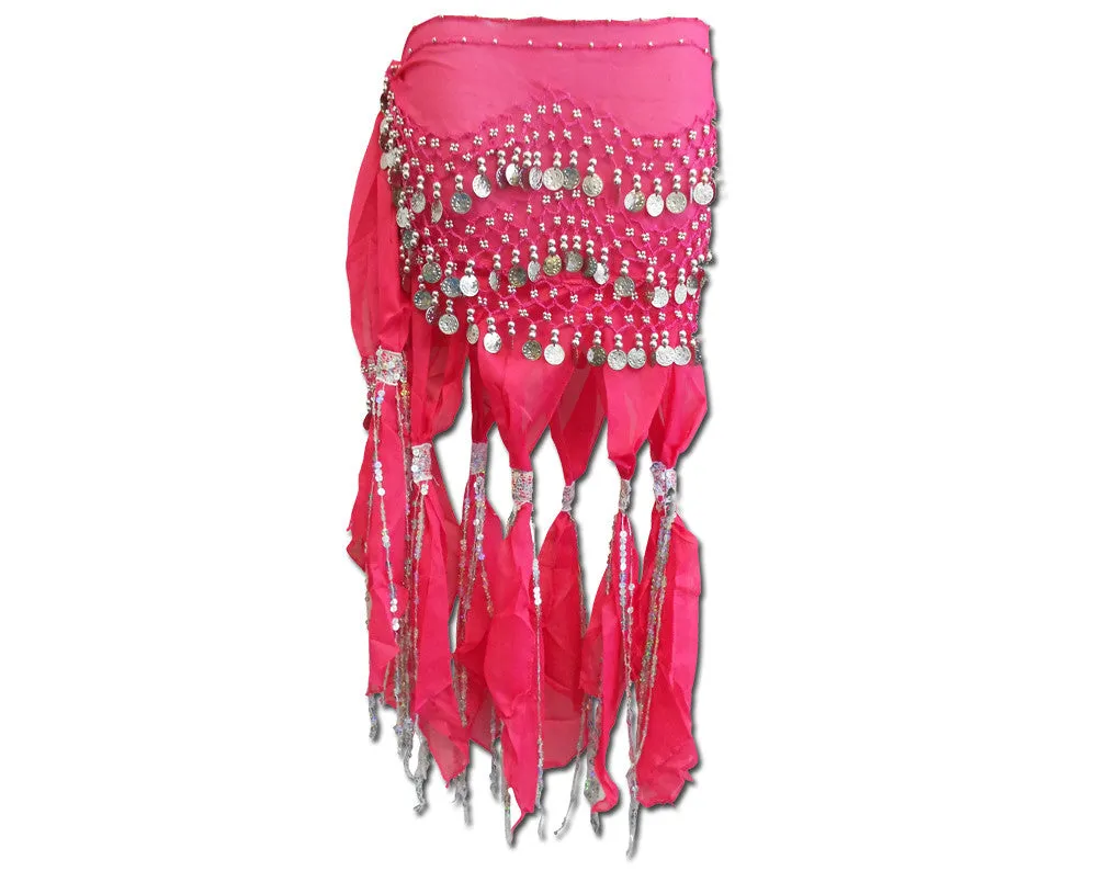 Belly Dance Hip Scarf Sash with Sequins Tassels Skirt