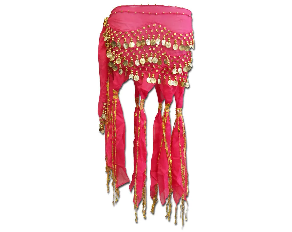 Belly Dance Hip Scarf Sash with Sequins Tassels Skirt