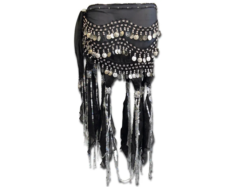 Belly Dance Hip Scarf Sash with Sequins Tassels Skirt