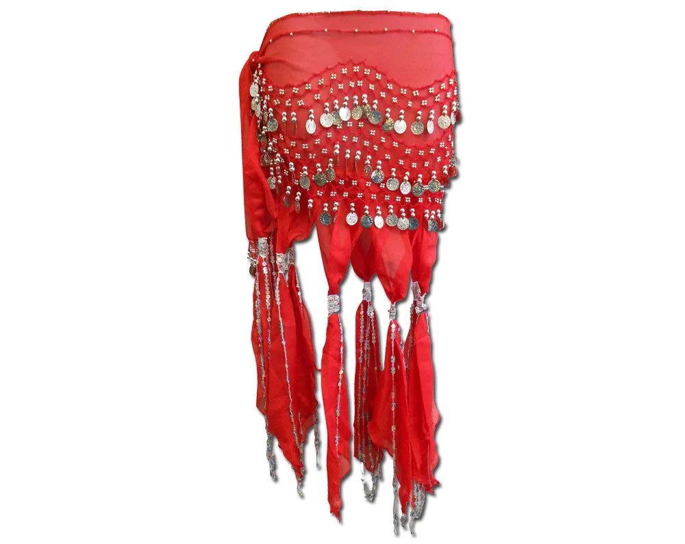 Belly Dance Hip Scarf Sash with Sequins Tassels Skirt