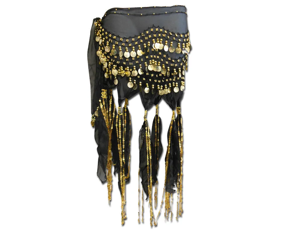 Belly Dance Hip Scarf Sash with Sequins Tassels Skirt