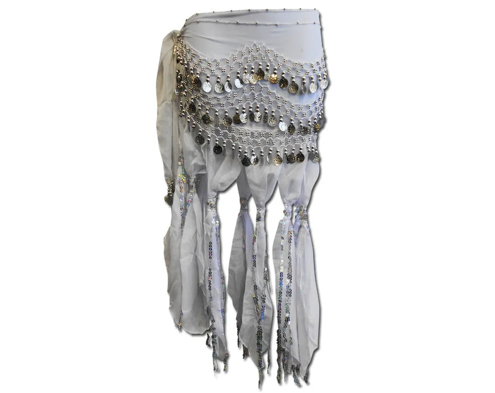 Belly Dance Hip Scarf Sash with Sequins Tassels Skirt