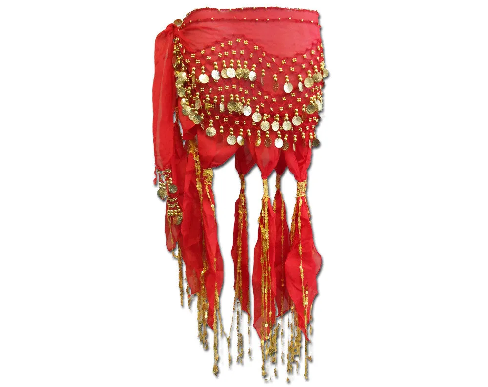 Belly Dance Hip Scarf Sash with Sequins Tassels Skirt