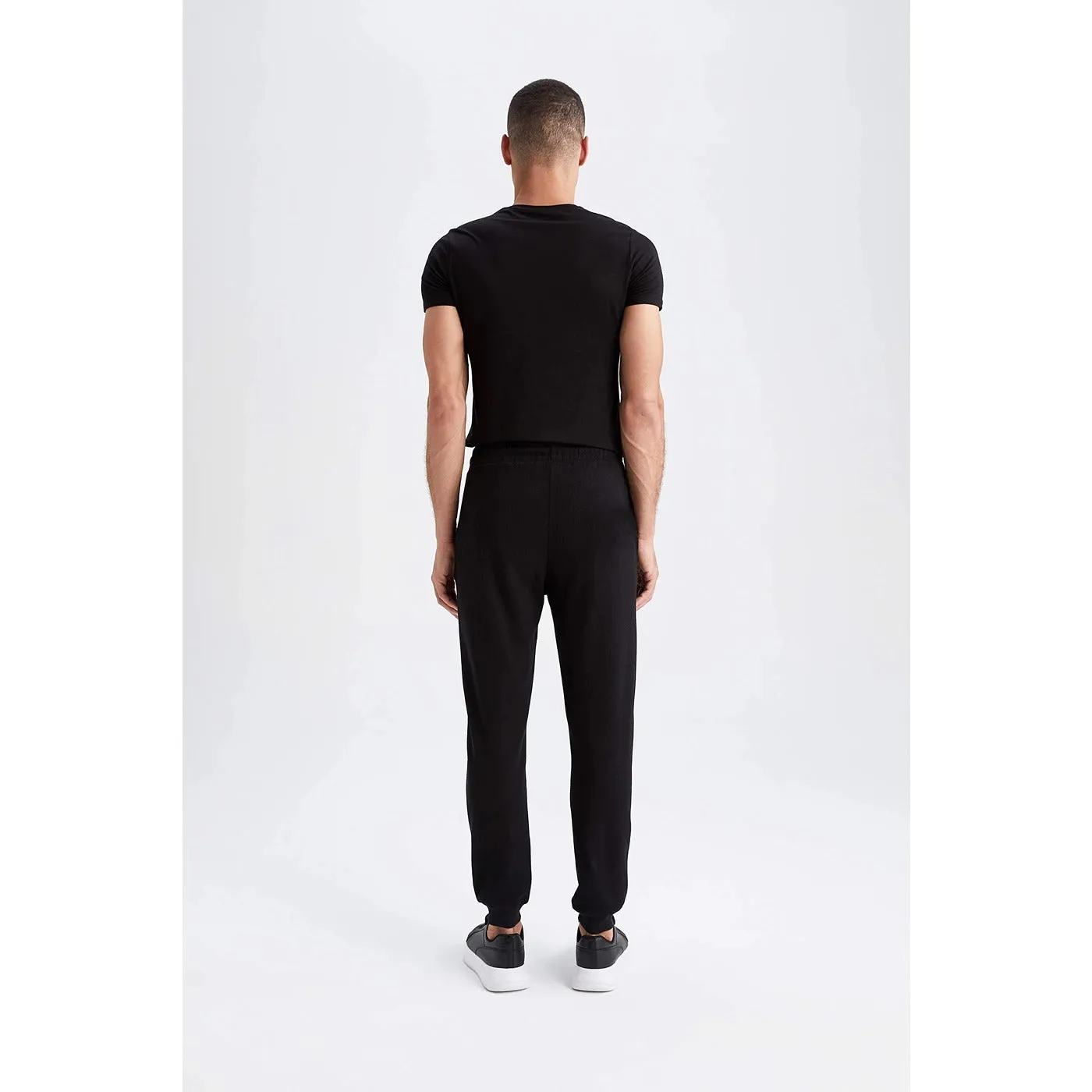 Black Fleece Joggers with Reflector Panel