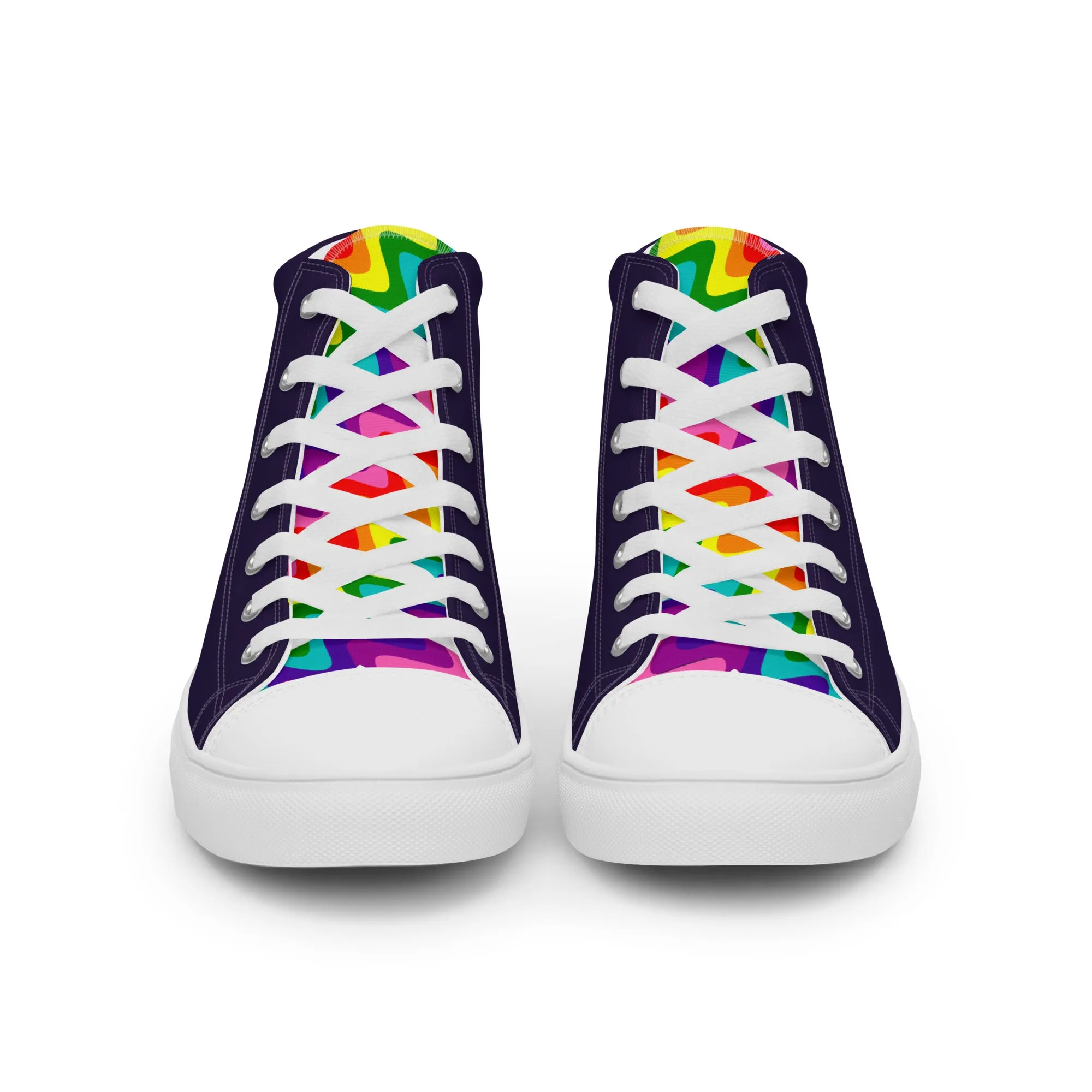 Blue and Original Pride Flag High Top Trainers (female sizes)