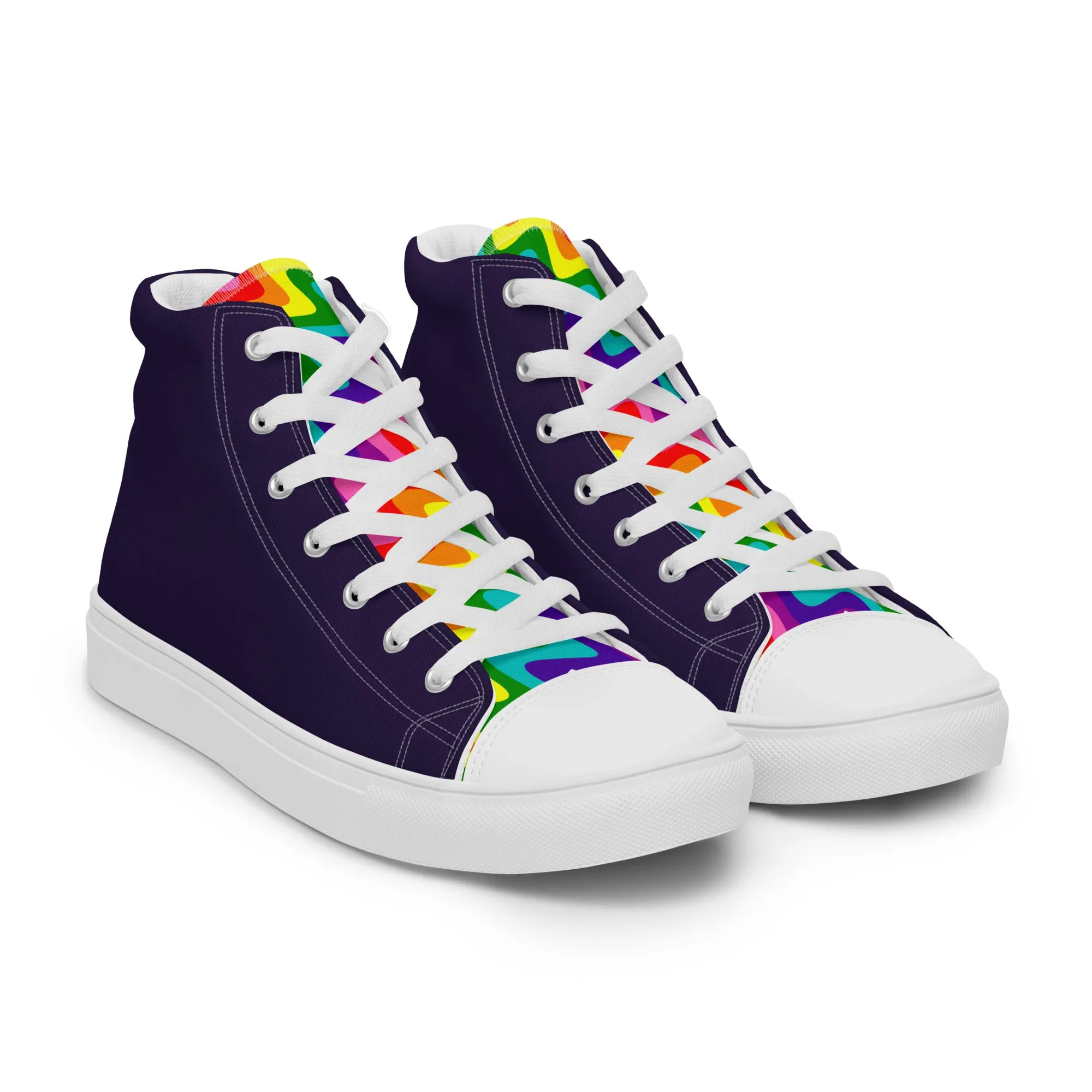 Blue and Original Pride Flag High Top Trainers (female sizes)