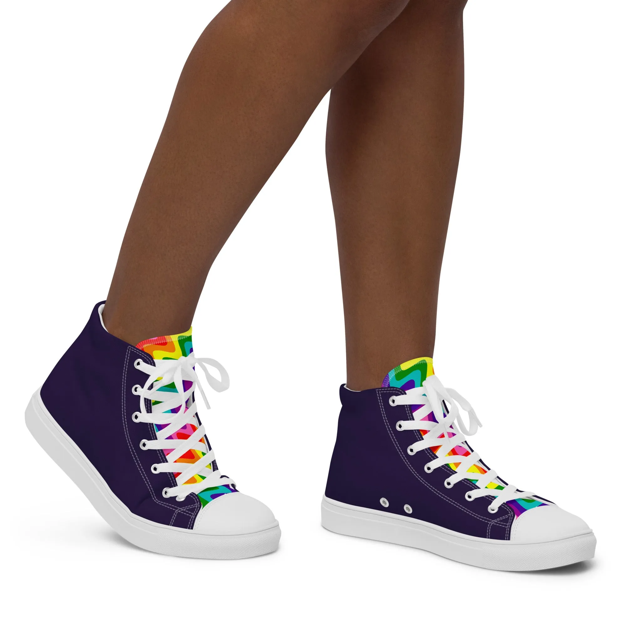 Blue and Original Pride Flag High Top Trainers (female sizes)