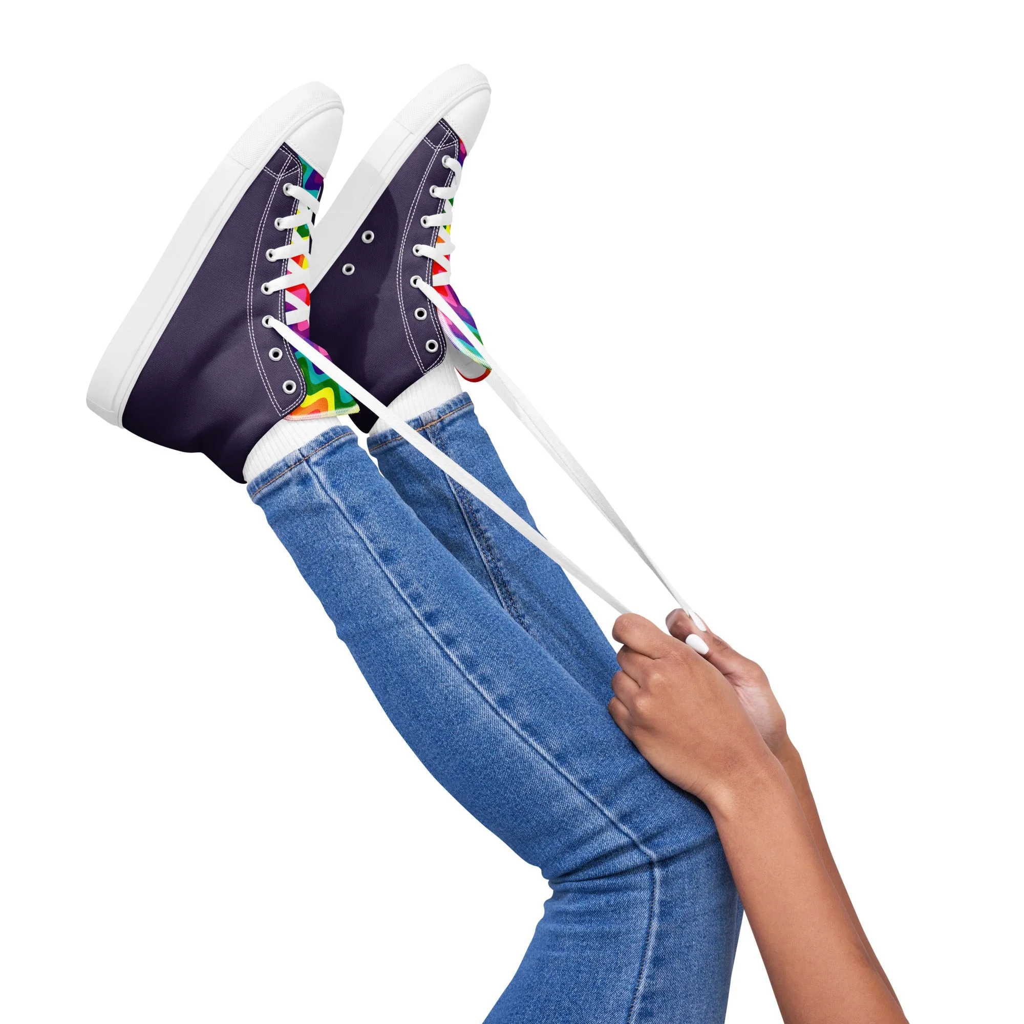 Blue and Original Pride Flag High Top Trainers (female sizes)