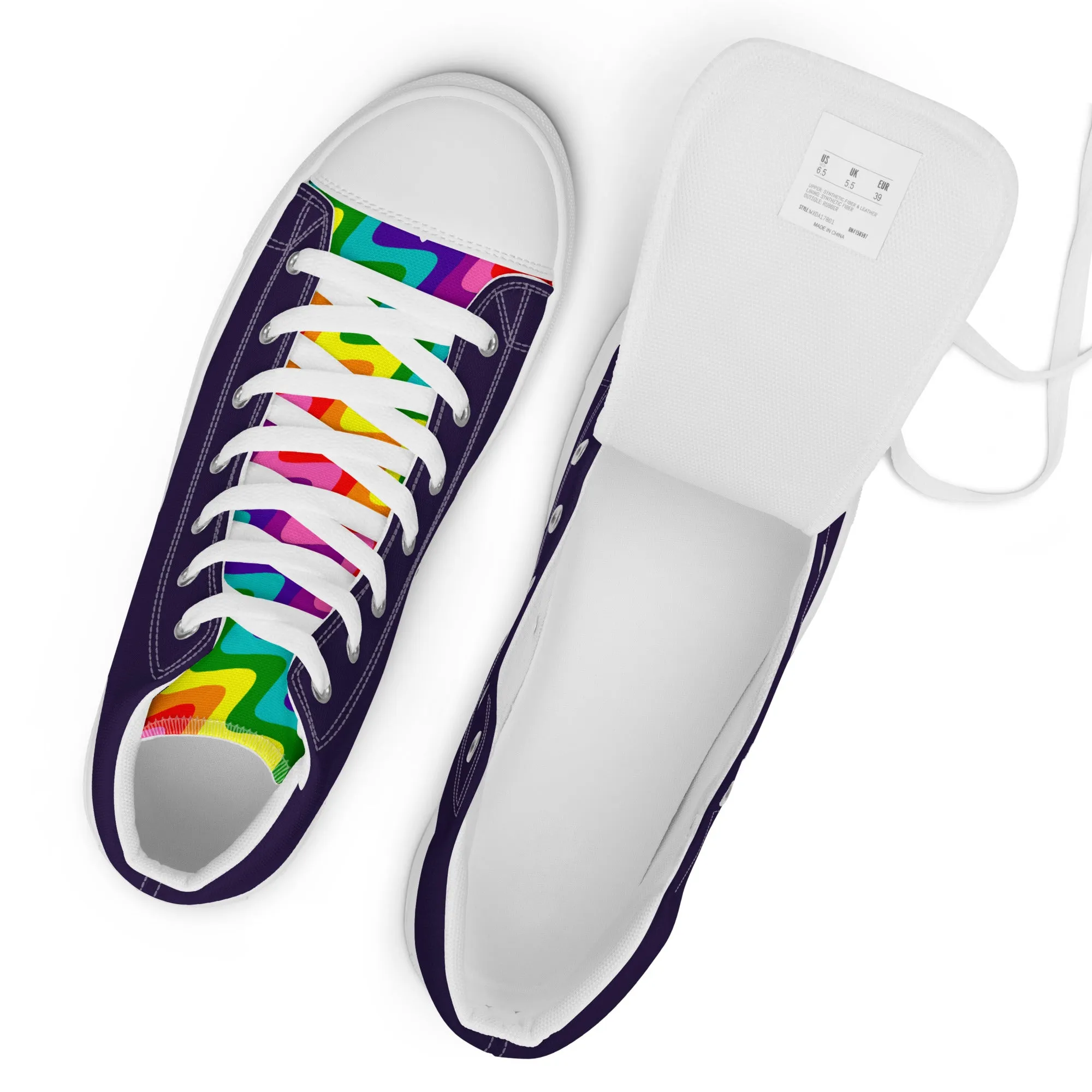 Blue and Original Pride Flag High Top Trainers (female sizes)