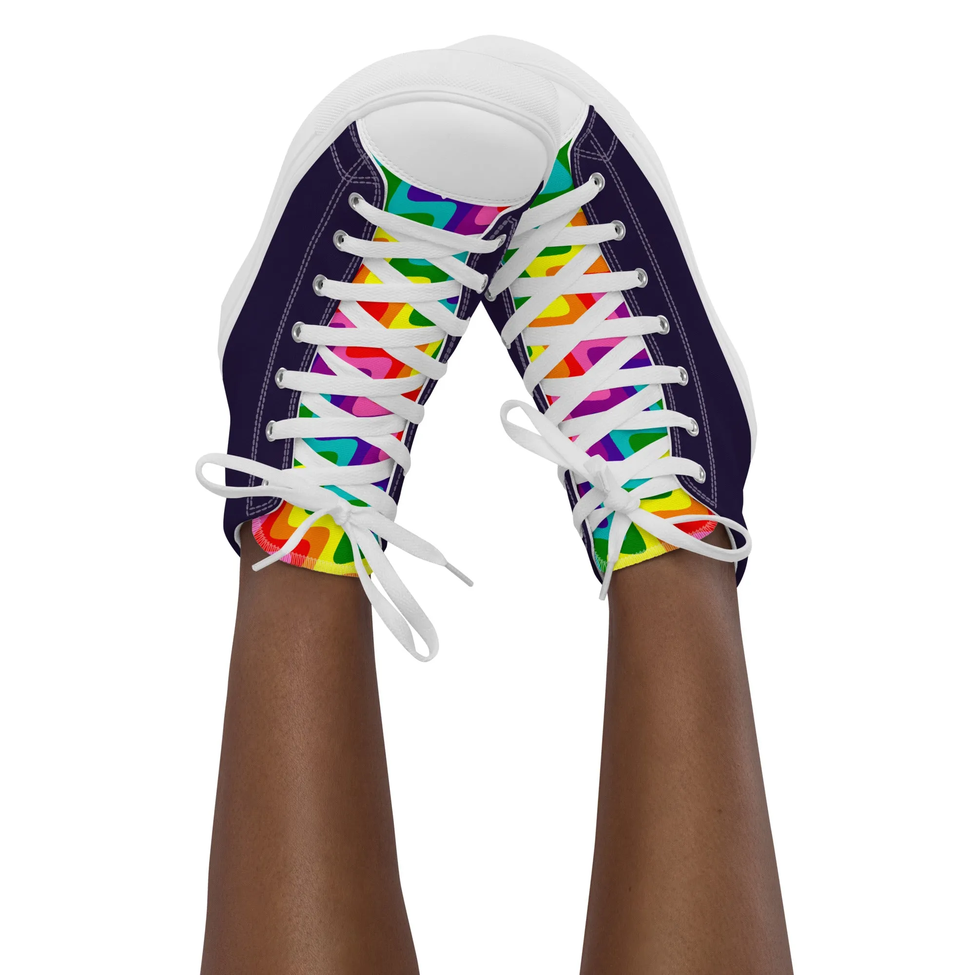 Blue and Original Pride Flag High Top Trainers (female sizes)