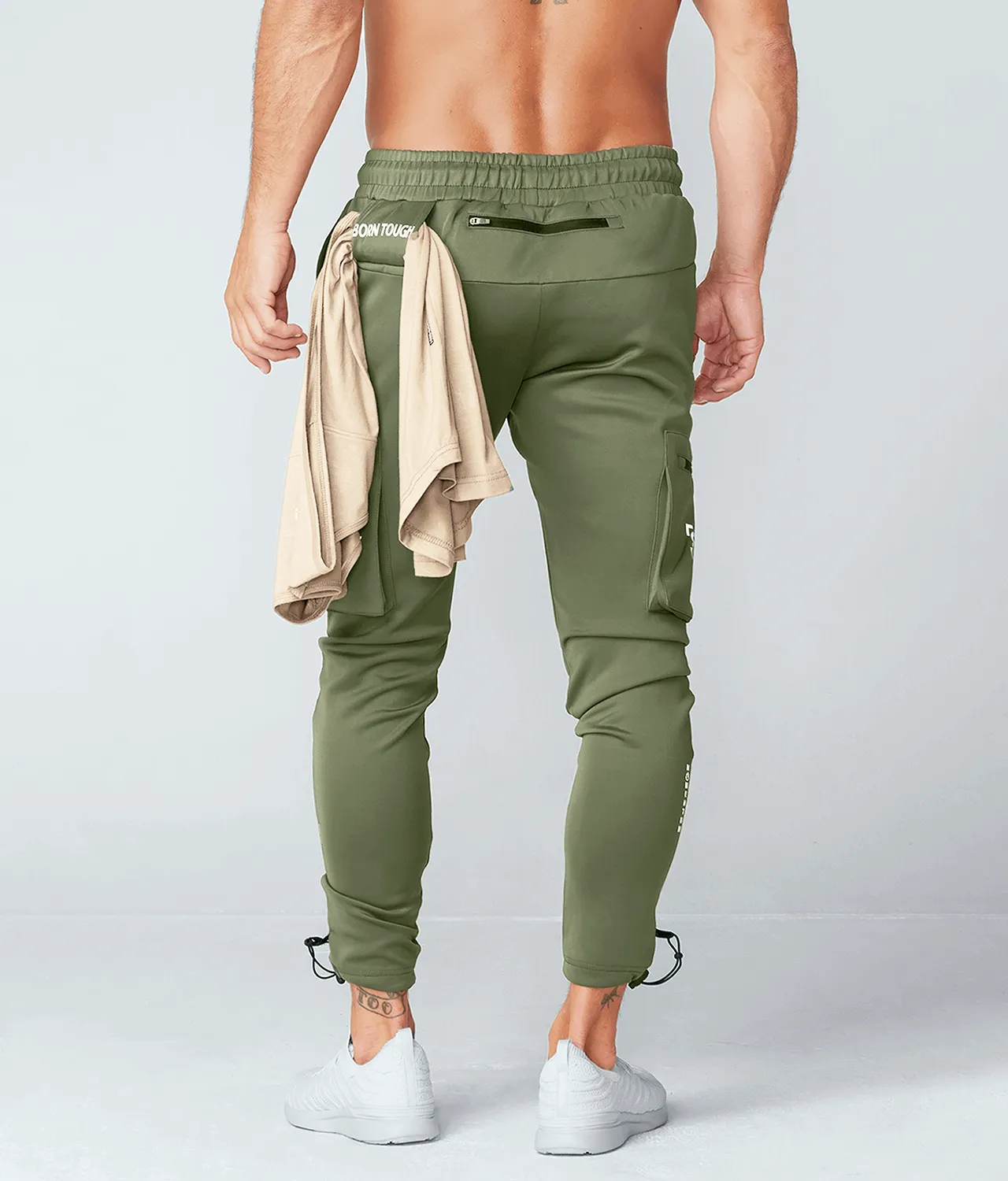 Born Tough Momentum Cargo Athletic Jogger Pants For Men Military Green