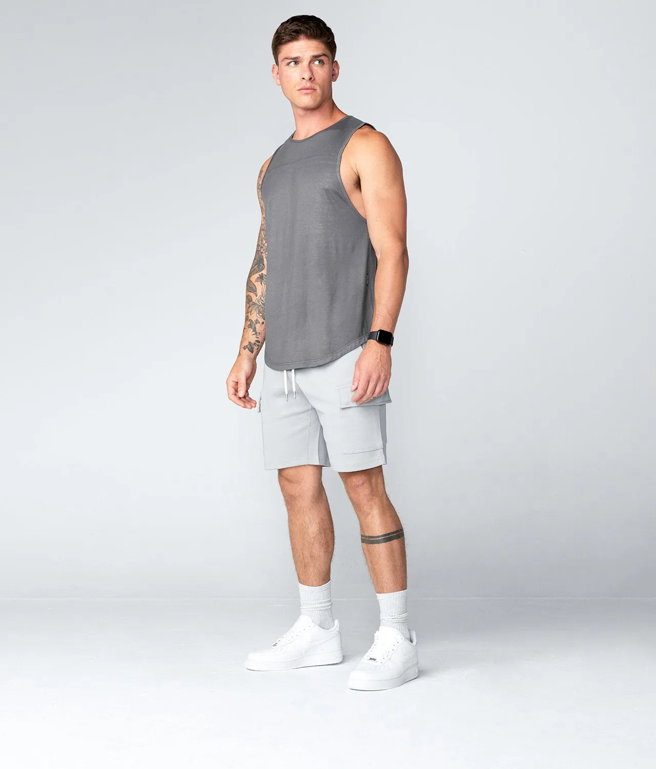 Born Tough Zippered Gray Athletic Cargo Shorts for Men