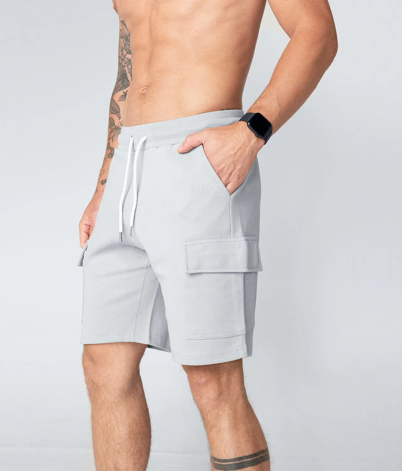 Born Tough Zippered Gray Crossfit Cargo Shorts for Men