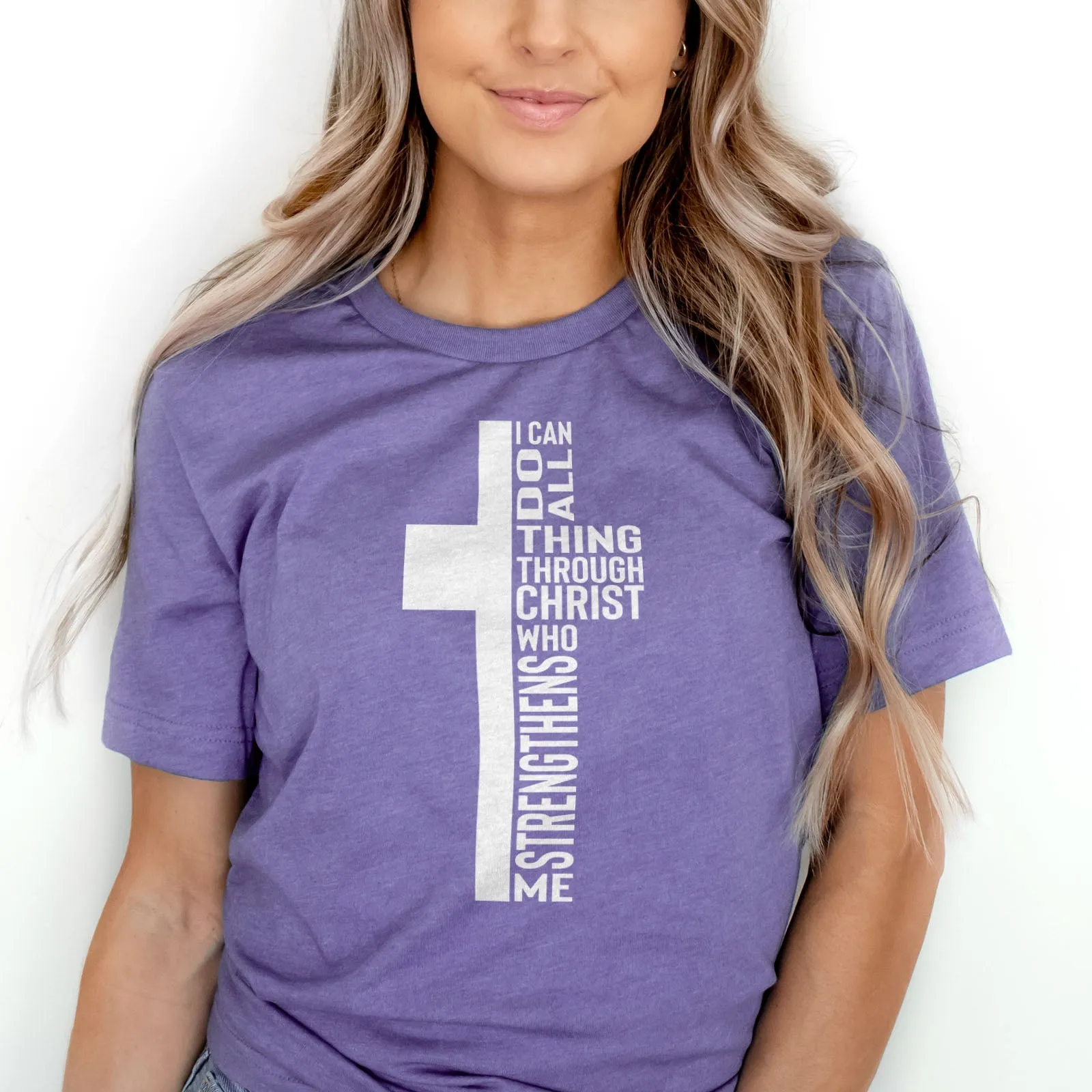 Can Do All Things Through Christ Who Strengthens Me Cross Tee Shirts For Women - Christian Shirts for Women - Religious Tee Shirts