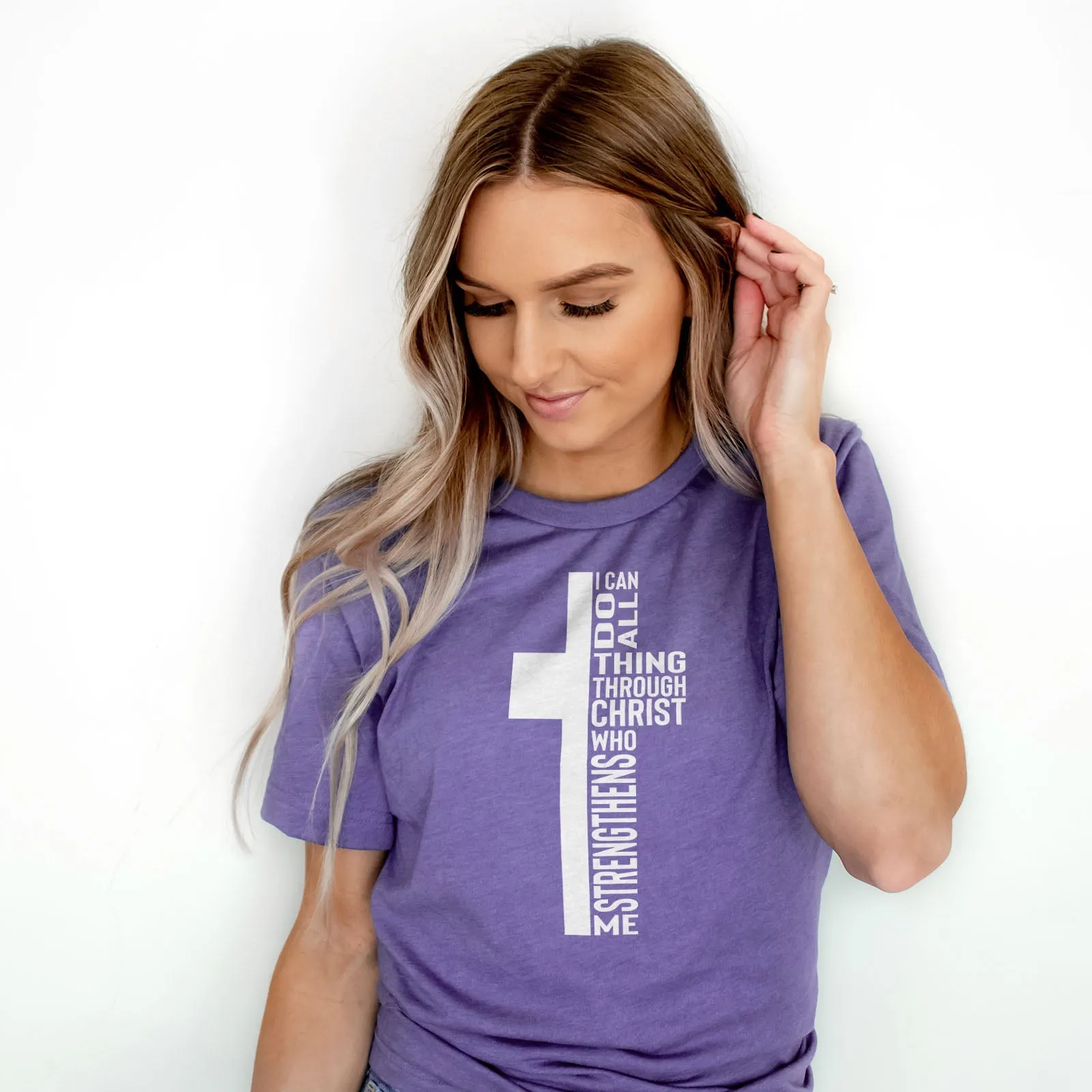 Can Do All Things Through Christ Who Strengthens Me Cross Tee Shirts For Women - Christian Shirts for Women - Religious Tee Shirts