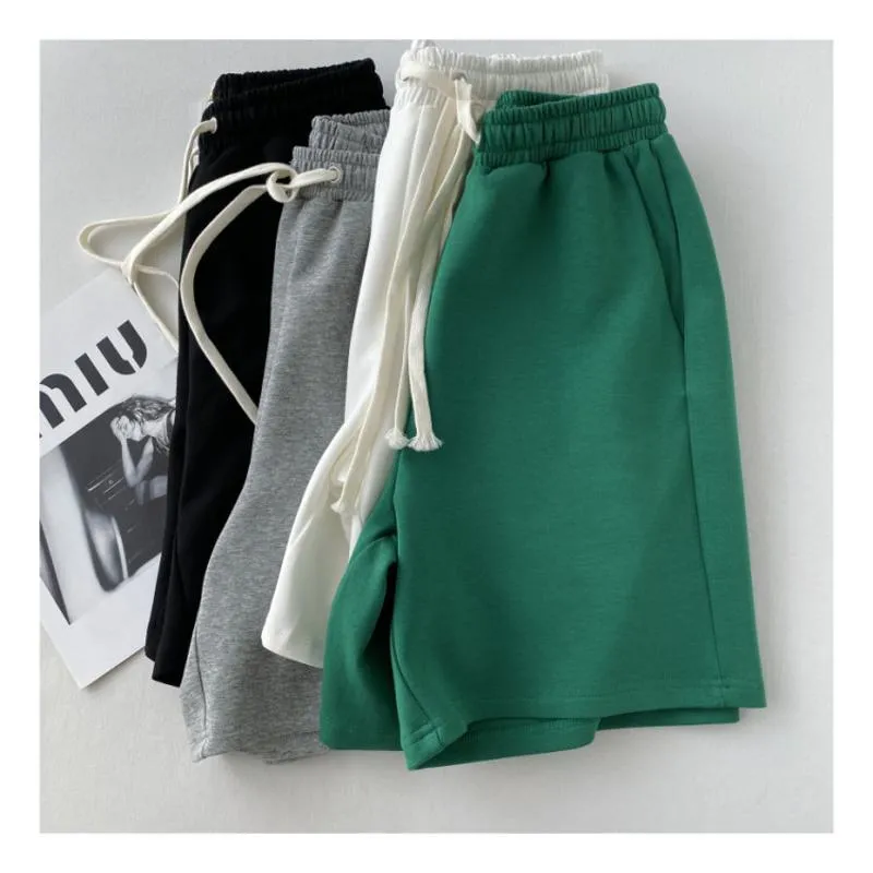 Casual Versatile Loose Fit Sports Chic Drawstring Wide-Leg High-Waisted Shorts