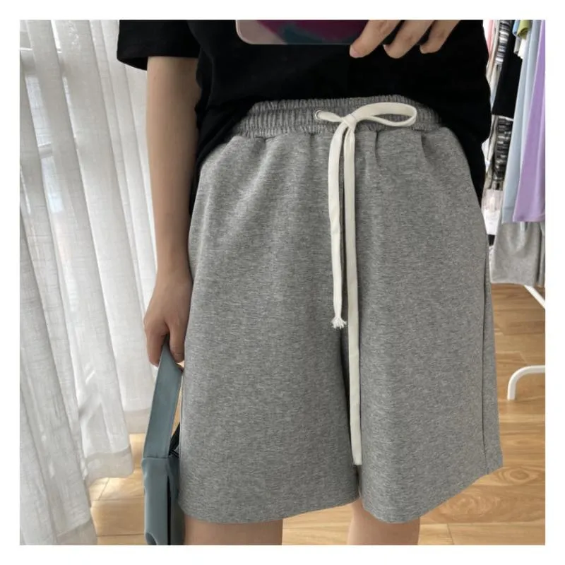 Casual Versatile Loose Fit Sports Chic Drawstring Wide-Leg High-Waisted Shorts