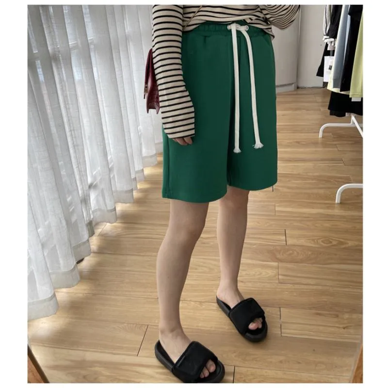 Casual Versatile Loose Fit Sports Chic Drawstring Wide-Leg High-Waisted Shorts