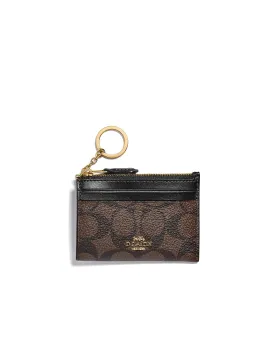 Coach Women's Brown & Black Mini Skinny Id Case In Signature Canvas