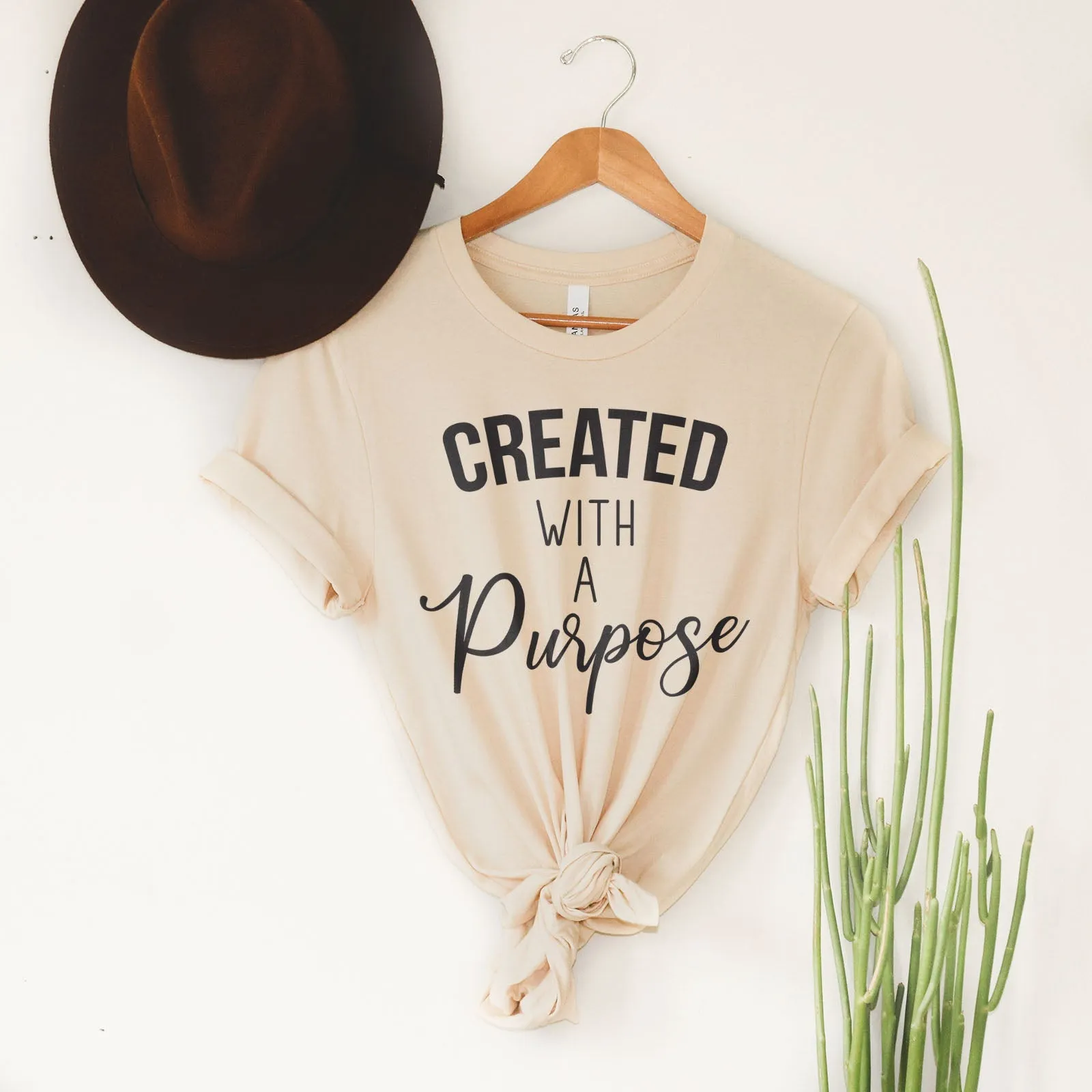 Created With A Purpose Bleach Tee Shirts For Women - Christian Shirts for Women - Religious Tee Shirts