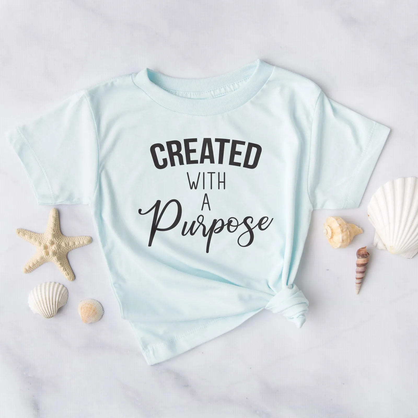 Created With A Purpose Bleach Tee Shirts For Women - Christian Shirts for Women - Religious Tee Shirts