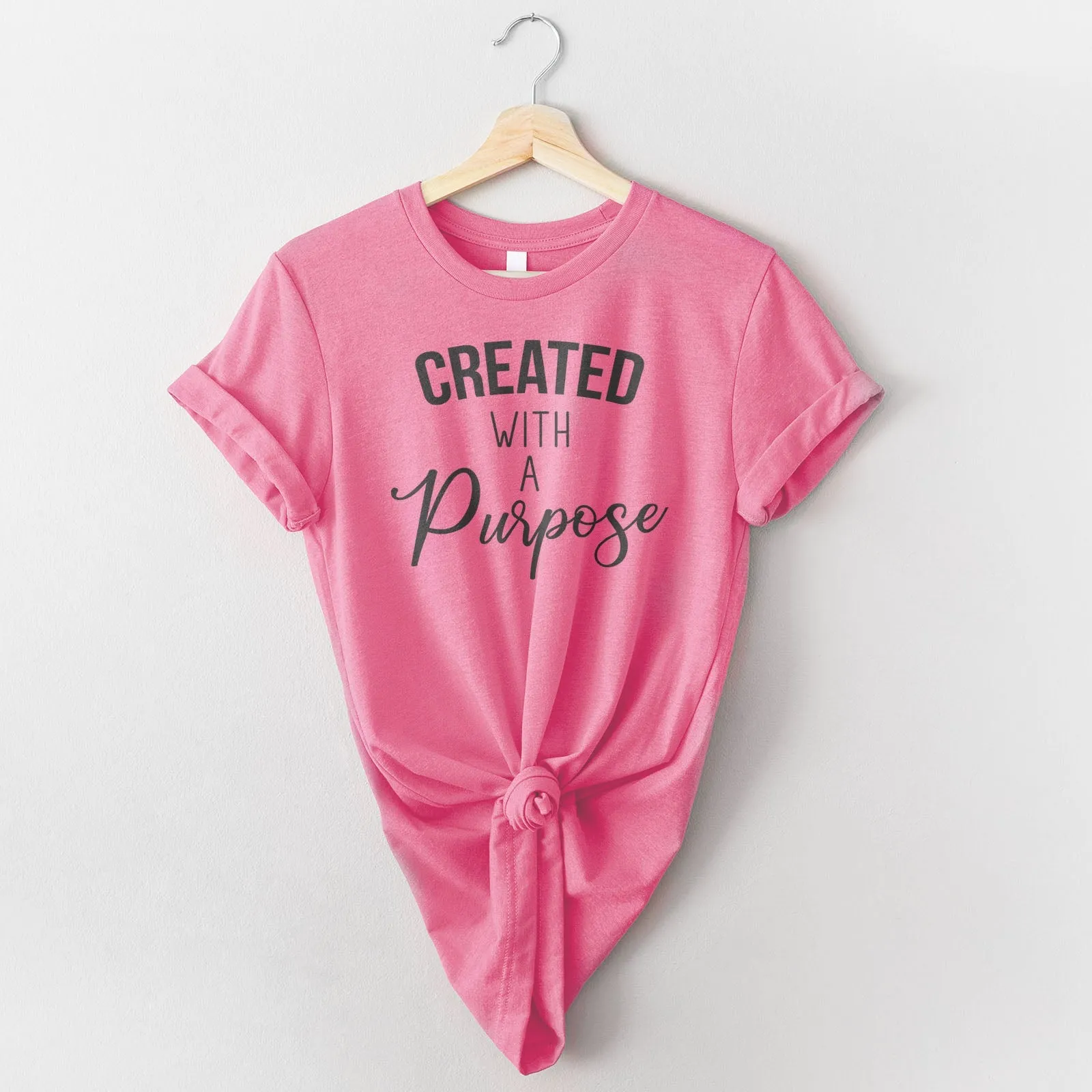 Created With A Purpose Bleach Tee Shirts For Women - Christian Shirts for Women - Religious Tee Shirts