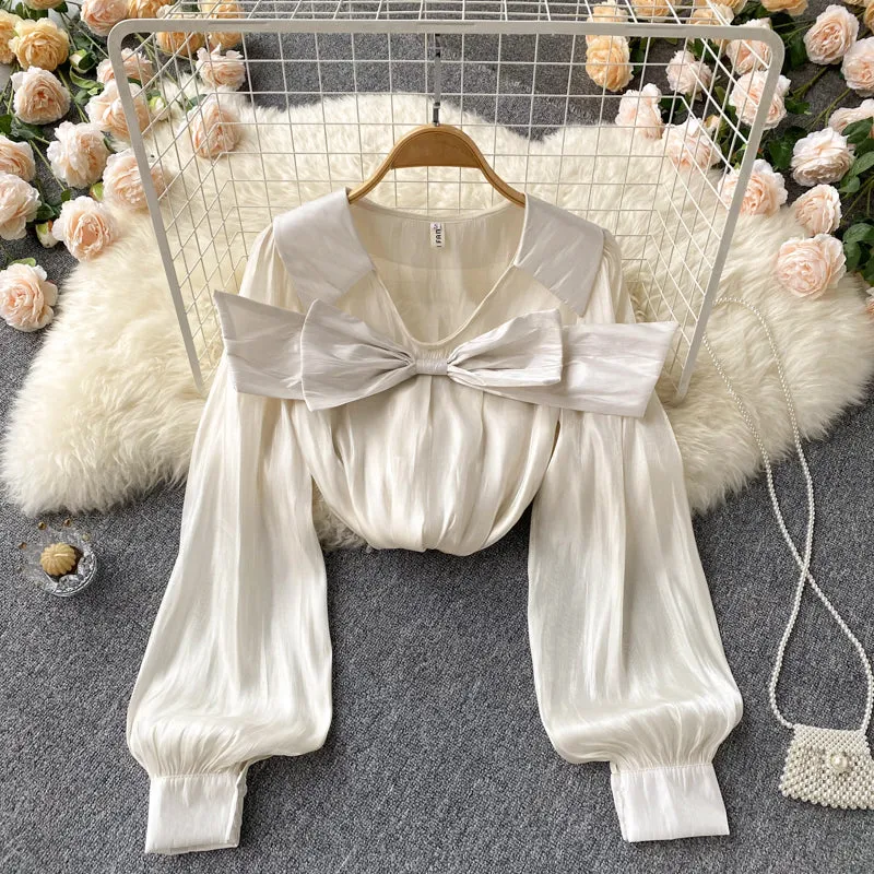 Cute bow long sleeve top     S207