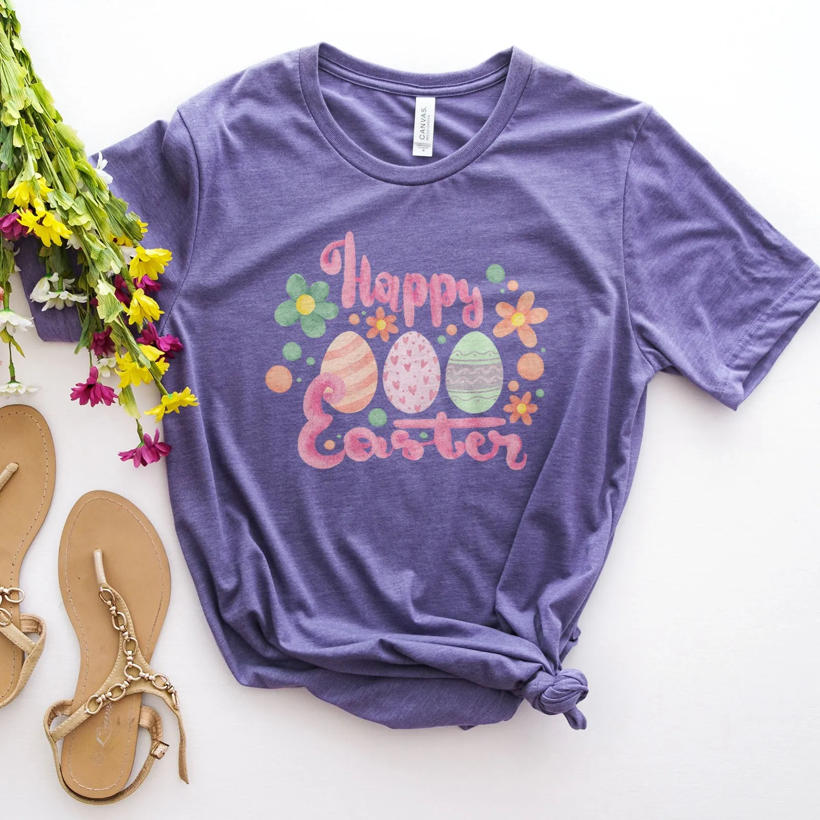 Cute Pink Happy Easter Tee Shirts For Women - Christian Easter T Shirts