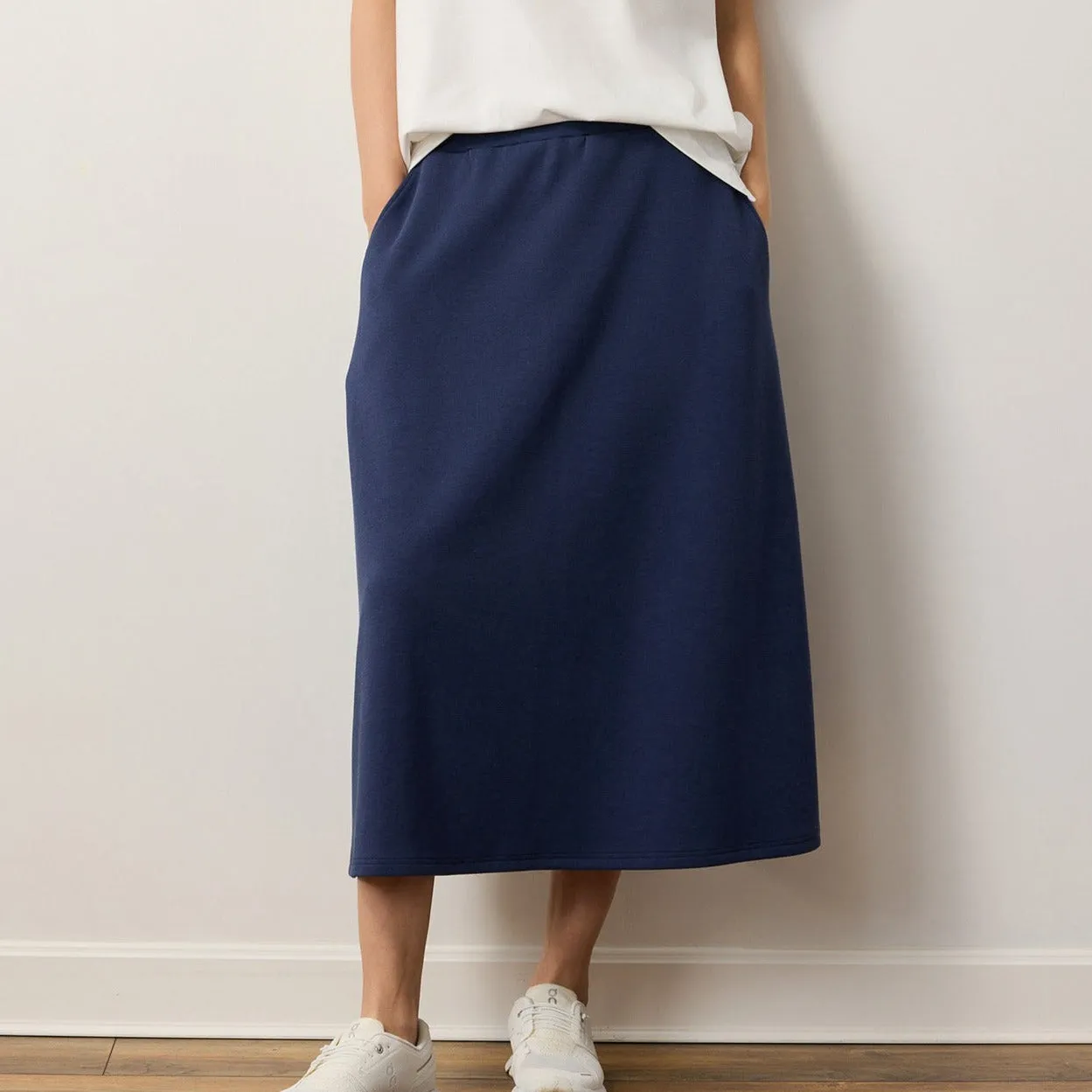 Double Knit Casual Midi Skirt