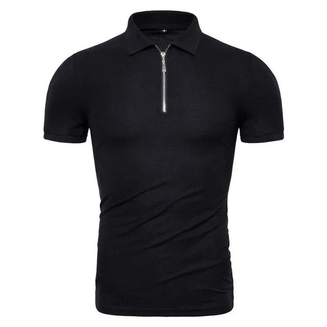 Dropshipping Brand Quality 100% Cotton Polos Men Solid Slim Fit Stand Collar Short Sleeve Polo Shirt Men Fashion Clothes