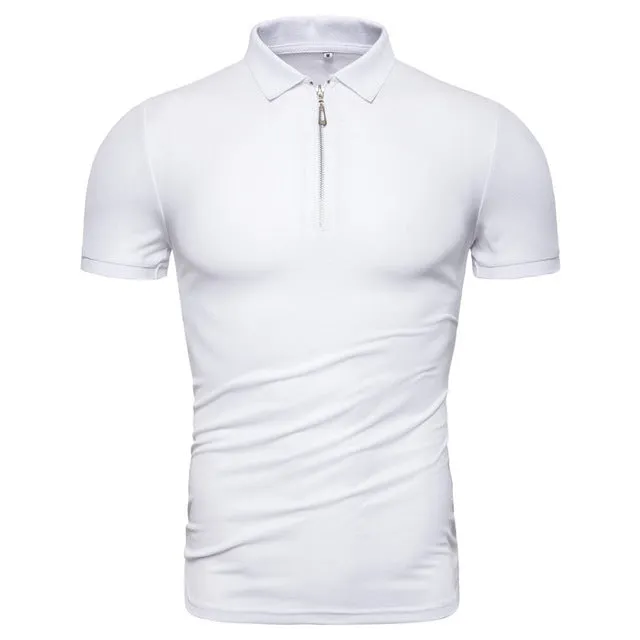 Dropshipping Brand Quality 100% Cotton Polos Men Solid Slim Fit Stand Collar Short Sleeve Polo Shirt Men Fashion Clothes