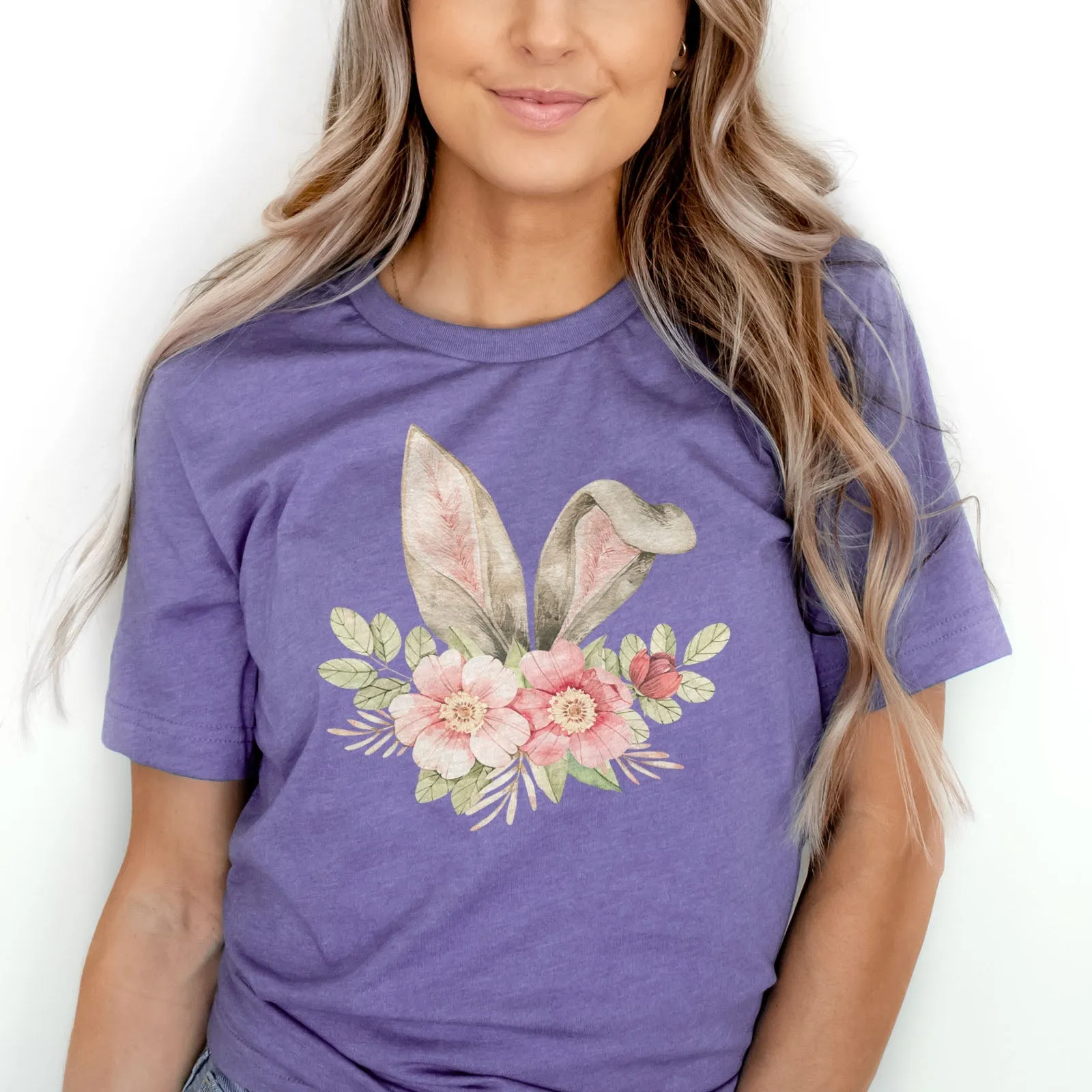 Easter Bunny Floral Tee Shirts For Women - Christian Easter T Shirts