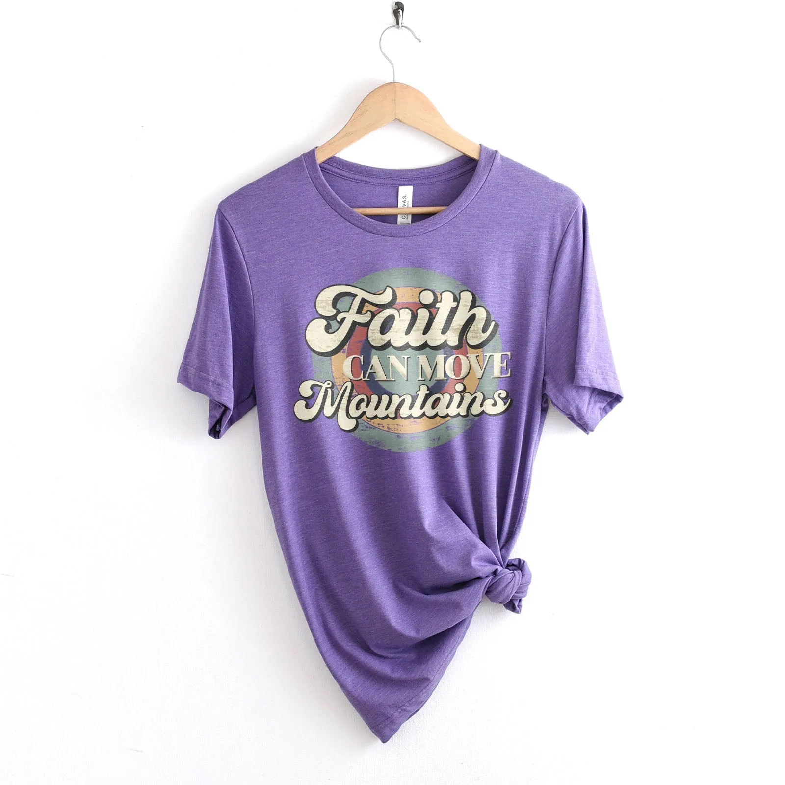 Faith can move mountains Retro Tee Shirts For Women - Christian Shirts for Women - Religious Tee Shirts