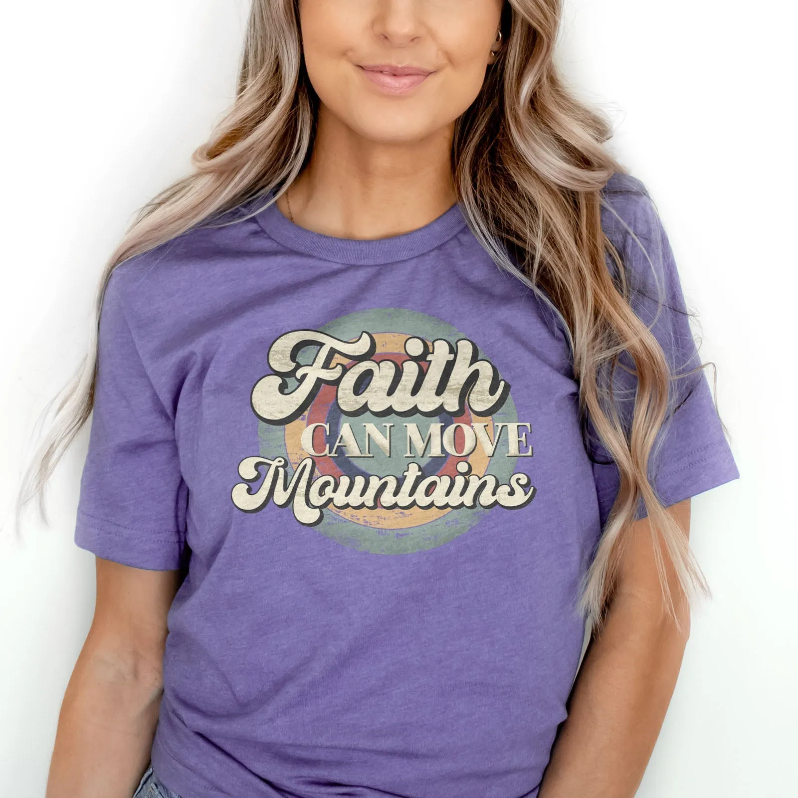 Faith can move mountains Retro Tee Shirts For Women - Christian Shirts for Women - Religious Tee Shirts