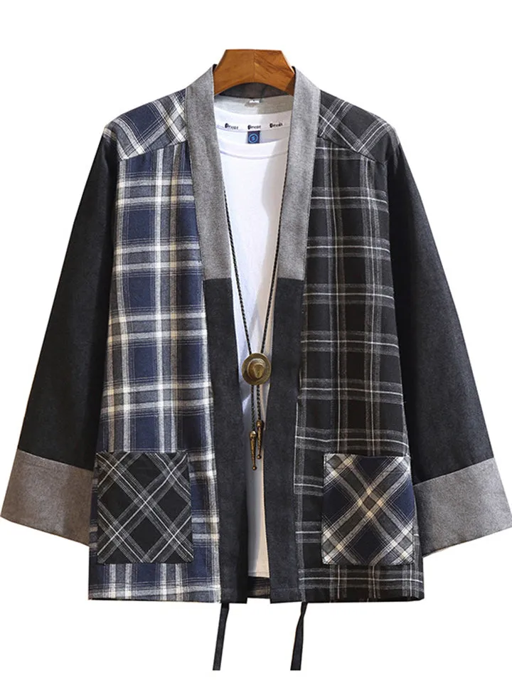 Fashion Plaid Kimono Shirt for Men