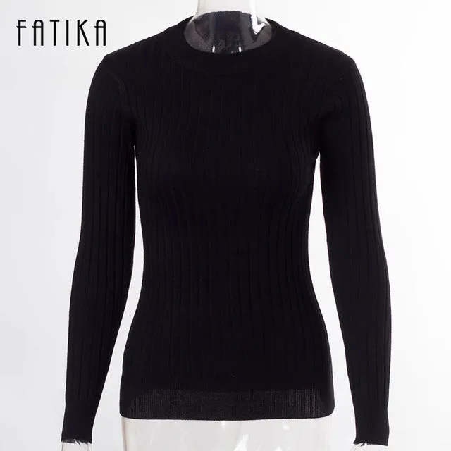 FATIKA Women's Sweaters And Pullovers Female Solid Wool Pullover Knitted Casual Oversized Pull Femme Sweater