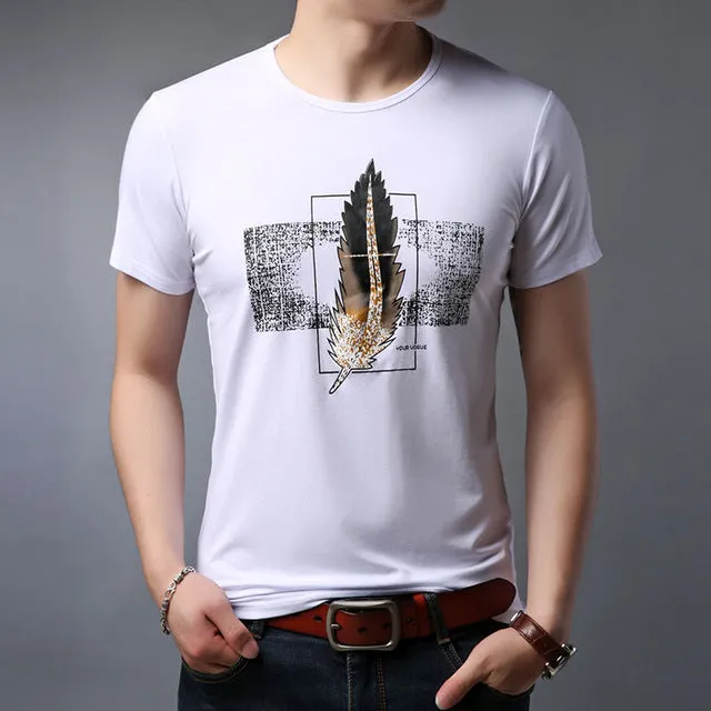 Feather Printed Summer Street Wear Tees