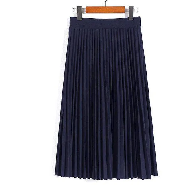 Fits Waist 25'-35", 10 Matte Colors, Breathable, High Waist Pleated Ankle Length Chiffon Skirt