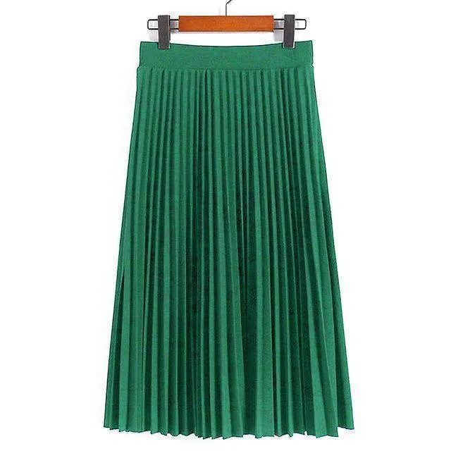 Fits Waist 25'-35", 10 Matte Colors, Breathable, High Waist Pleated Ankle Length Chiffon Skirt