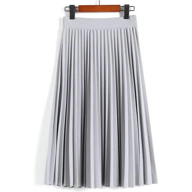 Fits Waist 25'-35", 10 Matte Colors, Breathable, High Waist Pleated Ankle Length Chiffon Skirt