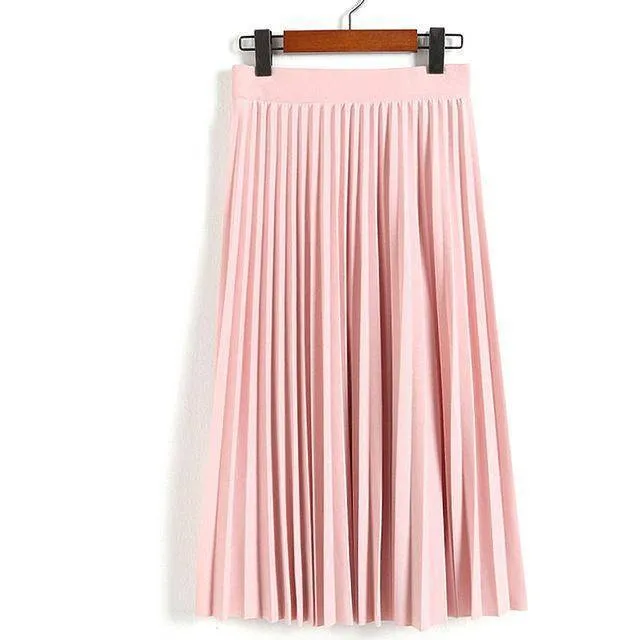 Fits Waist 25'-35", 10 Matte Colors, Breathable, High Waist Pleated Ankle Length Chiffon Skirt