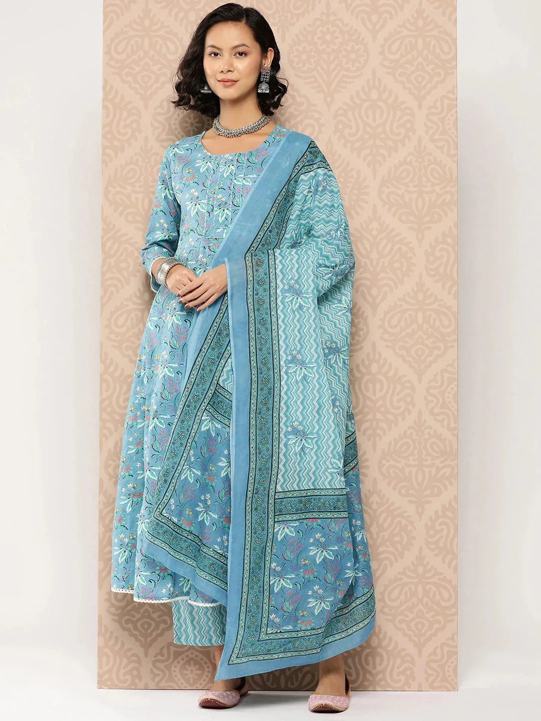 Floral Cotton Kurta Dupatta Set